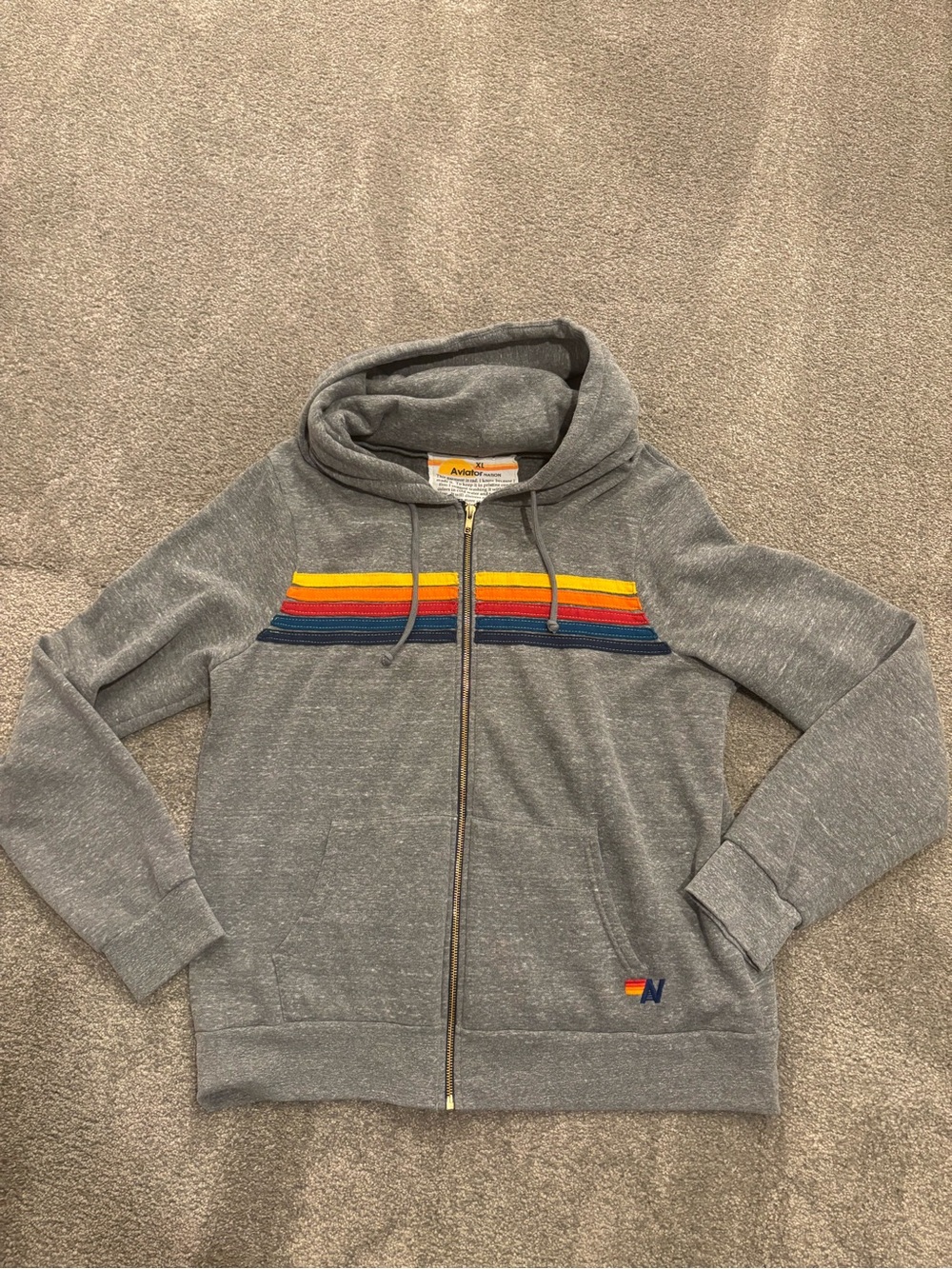 Aviator Nation 5 stripe Zip Hoodie